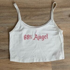 Dolls Kill White Tank Top with Pink Graphic